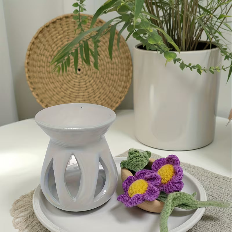 White Ceramic Cutout Essential Oil Burner
