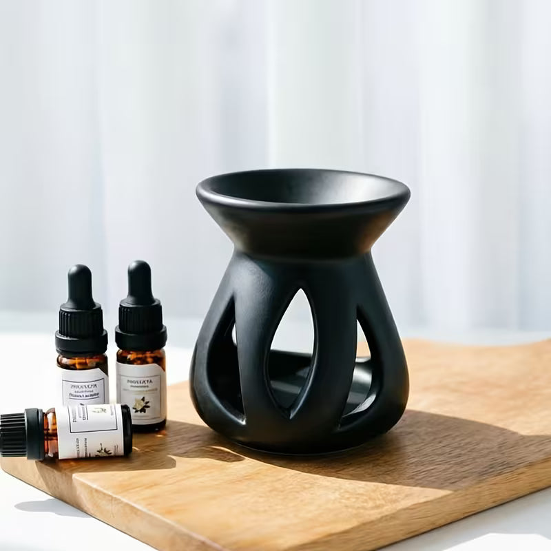 Matte Black Ceramic Essential Oil Burner
